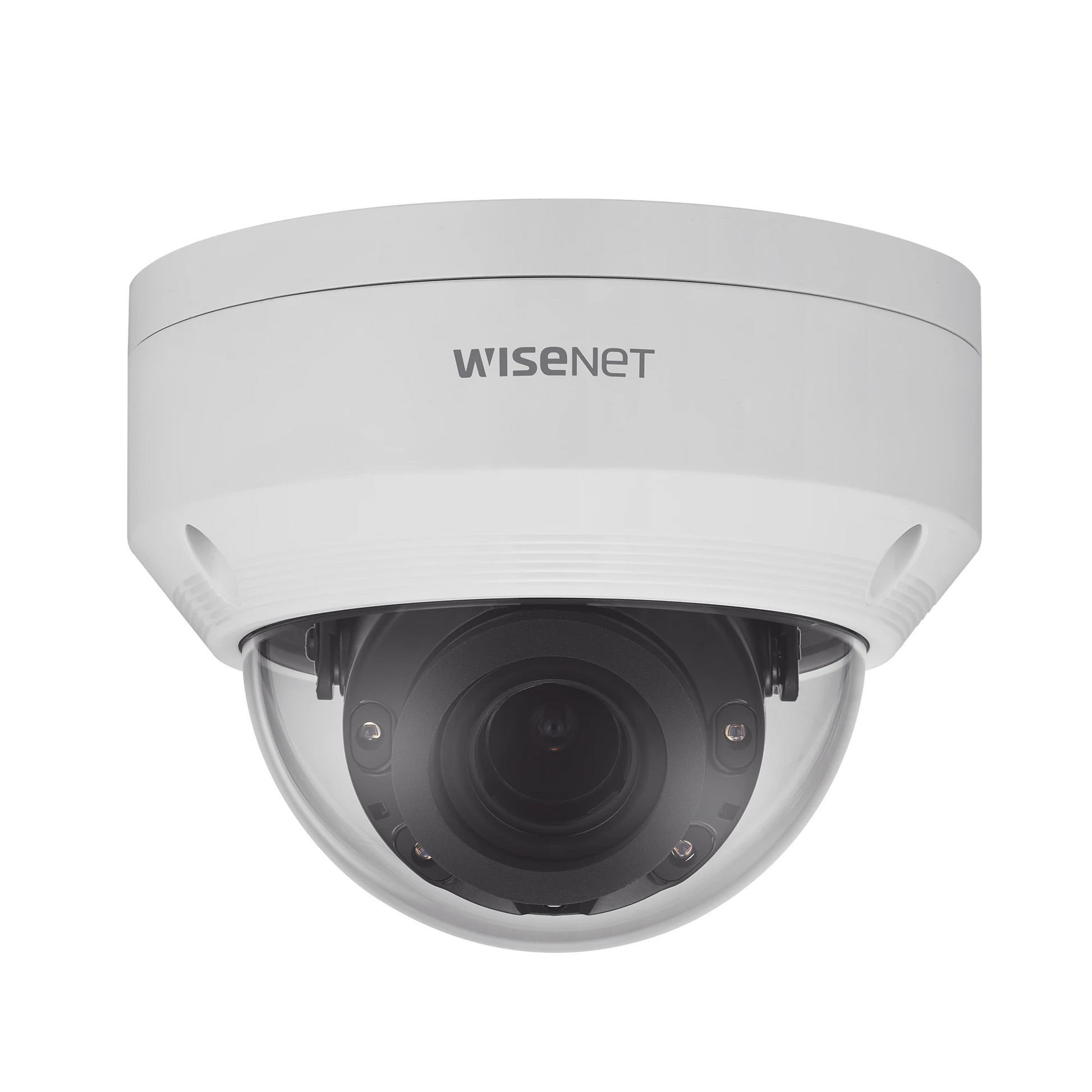 CÁMARA IP TIPO DOMO ANTIVANDÁLICO 4 MEGAPÍXEL / LENTE 3.3 A 10.3 MM / IR 30M / WDR 120DB / IP66 / IK10 / H.265 & WISESTREAM-Cámaras IP y NVRs-HANWHA TECHWIN WISENET-Bsai Seguridad & Controles