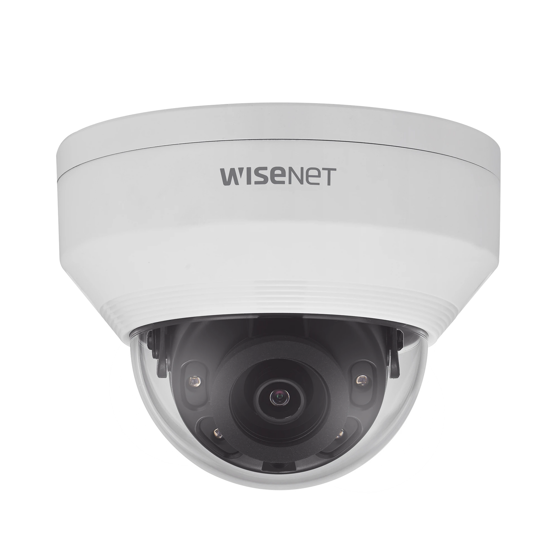 CÁMARA IP TIPO DOMO ANTIVANDÁLICO 4 MEGAPÍXEL / LENTE 3MM / IR 20M / WDR 120DB / IP66 / IK10 / H.265 & WISESTREAM / POE 802.3AF-Cámaras IP y NVRs-HANWHA TECHWIN WISENET-Bsai Seguridad & Controles
