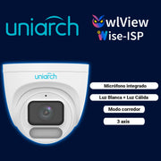 CAMARA IP TURRET OWLVIEW UNIARCH IPC-T244-ADF28K-WP / 4MP / LENTE 2.8MM / WDR120DB / LUZ-BLANCA+LUZ-CALIDA30M / MICROSD512GB / MICROFONO-INTEGRADO / ULTRA-MOTION-DETECTION / POE-AF / ONVIF / 3-AXIS / IP67 / METAL+PLASTICO / ULTRA265 / NDAA / SERIE HALO...-Cámaras IP-UNIARCH BY UNV-Bsai Seguridad & Controles
