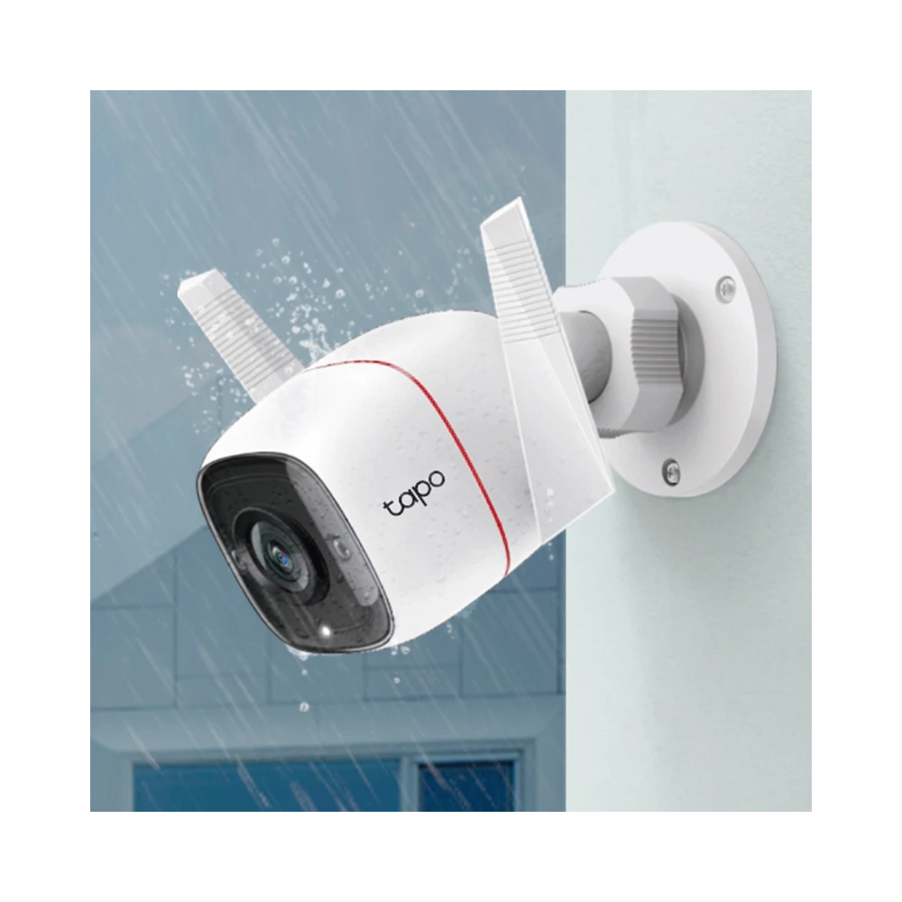 CÁMARA IP WI-FI PARA EXTERIOR, 3 MEGAPIXEL, AUDIO DOBLE VÍA, VISIÓN NOCTURNA, NOTIFICACIÓN PUSH, ACEPTA MEMORIA MICRO SD DE PARA GRABACIÓN.-Cámaras IP-TP-LINK-Bsai Seguridad & Controles