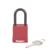 CANDADO DE BLOQUEO LOTO DE SEGURIDAD DIELÉCTRICO, CON LLAVE ÚNICA, DIÁMETRO DE 6.5 MM, COLOR ROJO-Ferreteria-PANDUIT-Bsai Seguridad & Controles