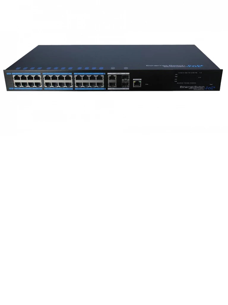 UTEPO UTP7224EPOEL2 - SWITCH POE INDUSTRIAL PARA VIDEOVIGILANCIA / 24 PUERTOS FE AF / AT / 370W TOTALES / 2 PUERTOS GE Y FIBRA SFP UPLINK / CAPA 2-Switches POE-UTEPO-Bsai Seguridad & Controles