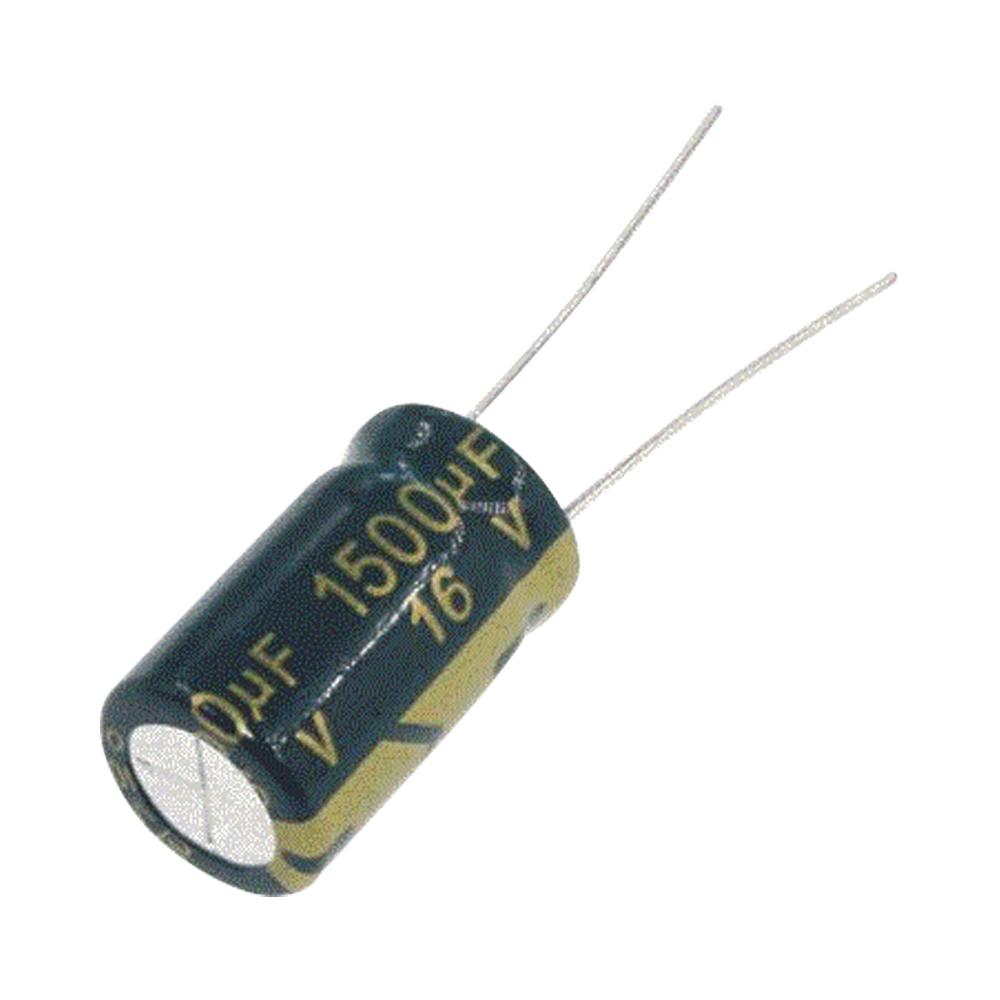 CAPACITOR ELECTROLÍTICO DE ALUMINIO, RADIAL DE 1500 ΜFD, 16 VCC, 105 °C, 10 X 20 MM.-Refacciones-SYSCOM PARTS-Bsai Seguridad & Controles