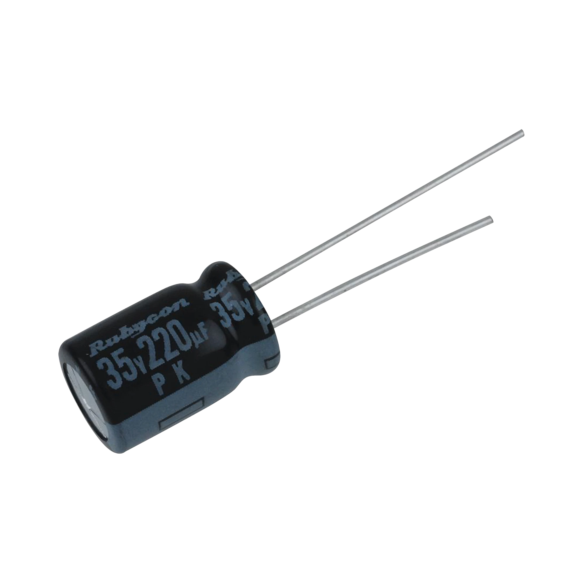 CAPACITOR ELECTROLÍTICO RADIAL DE ALUMINIO DE 220 UFD, A 35 VOLT.-Refacciones-SYSCOM-Bsai Seguridad & Controles