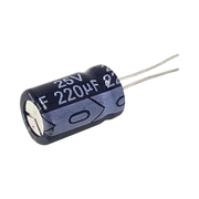 CAPACITOR ELECTROLÍTICO RADIAL DE ALUMINIO DE 220 ΜFD A 25 VCD.-Refacciones-SYSCOM-Bsai Seguridad & Controles