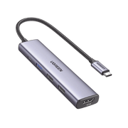 HUB USB-C (DOCKING STATION) 5 EN 1 / 1 USB-A 3.0 (5GBPS) / 2 USB-A 2.0 (5GBPS) / HDMI 2.0 4K@30HZ / USB-C PD CARGA 100W / CABLE TRENZADO DURADERO / CARCASA DE ALUMINIO.-Accesorios Generales-UGREEN-Bsai Seguridad & Controles