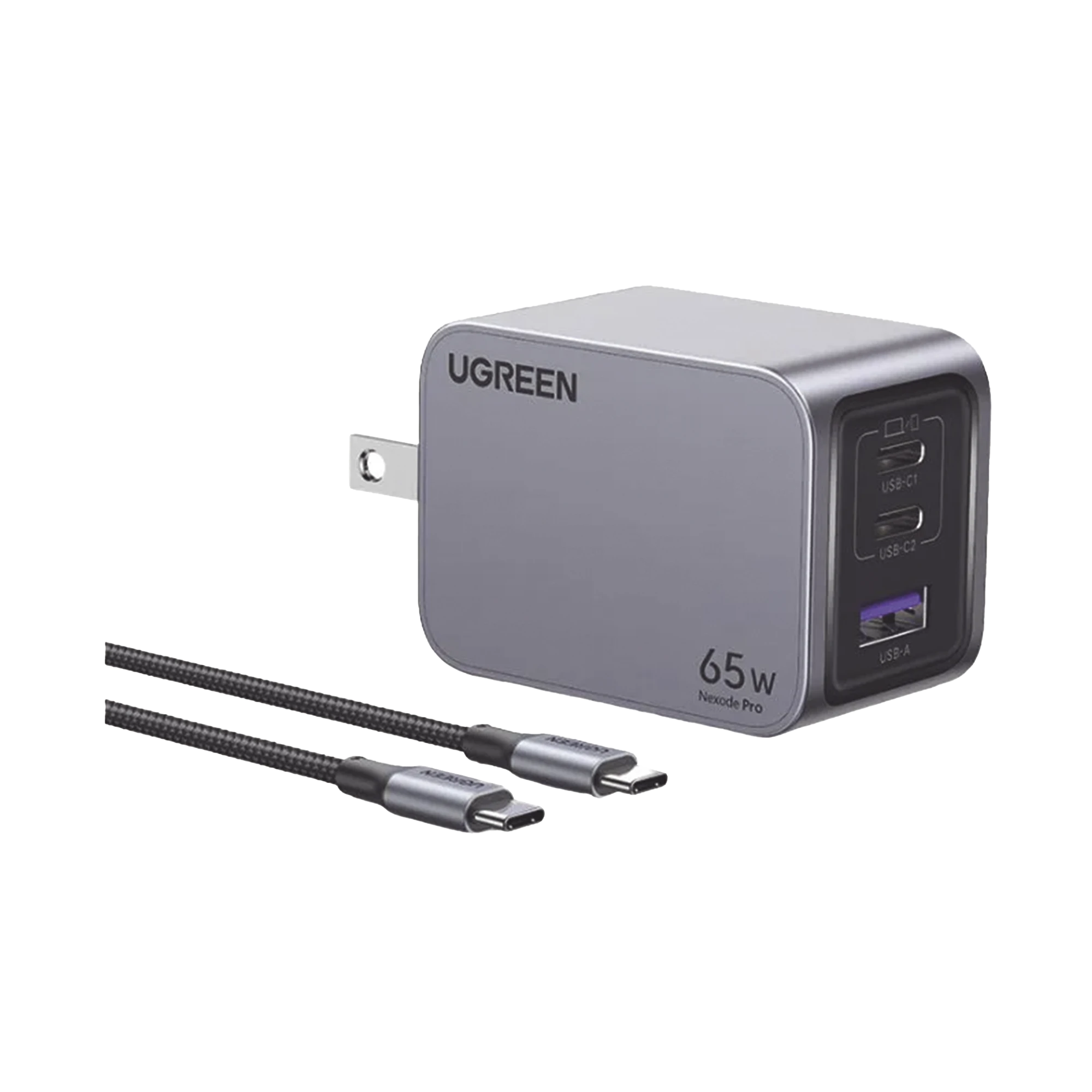 CARGADOR DE 65W SERIE NEXODE PRO| 3 PUERTOS DE CARGA RÁPIDA | 2 USB-C | 1 USB-A | TECNOLOGÍA GANINFINITY | PD3.1 DE 65W / QC4.0 | TECNOLOGÍA DE PROTECCIÓN TÉRMICA | OPTIMIZA LA CARGA | CAJA DE ALUMINIO | INCLUYE CABLE US-Accesorios Generales-UGREEN-Bsai Seguridad & Controles