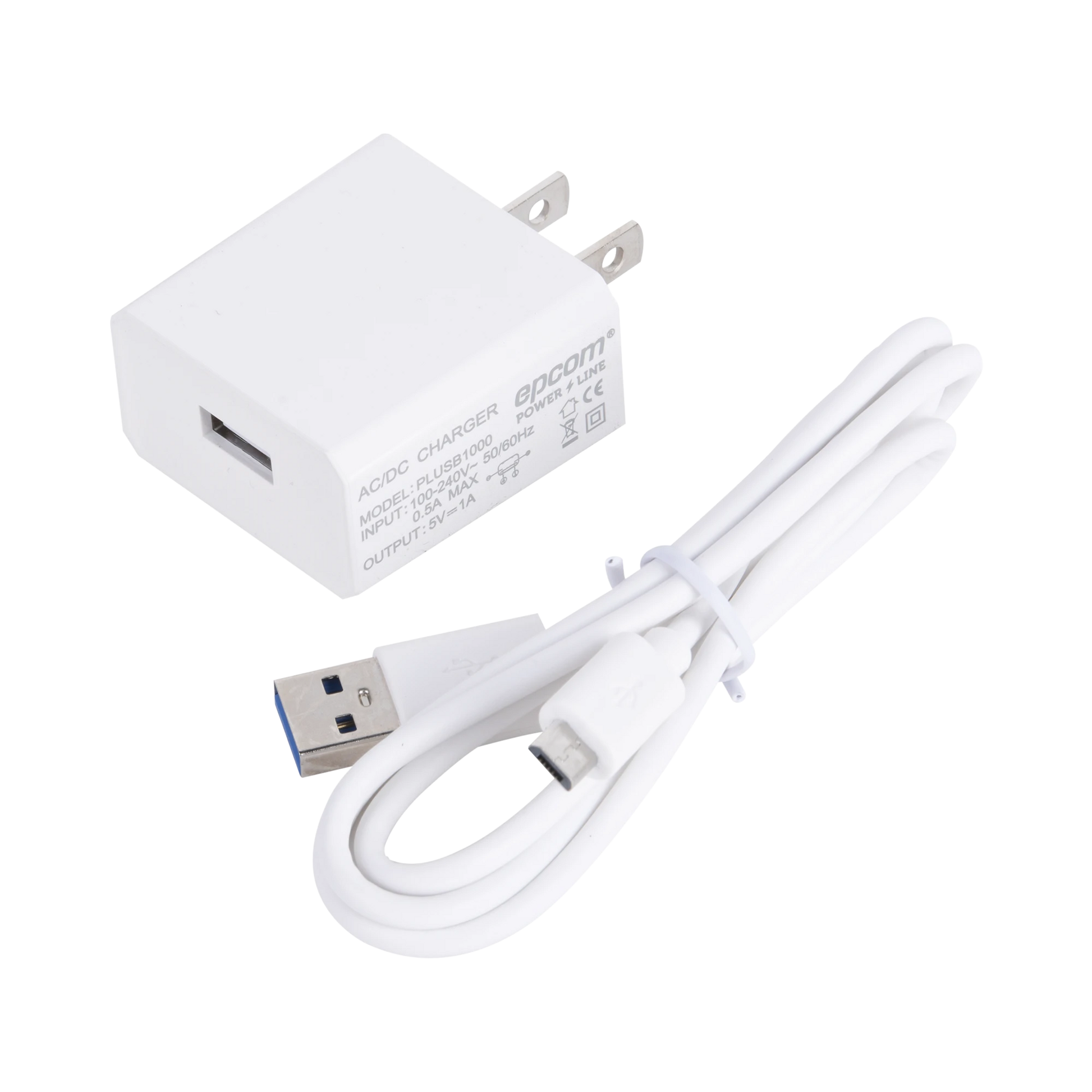 CARGADOR USB PROFESIONAL DE 1 PUERTO, DE 5 VCC, 1 AMPER PARA SMARTPHONES Y TABLETS; VOLTAJE DE ENTRADA DE 100-240 VCA-Fuentes de Alimentación-EPCOM POWERLINE-Bsai Seguridad & Controles