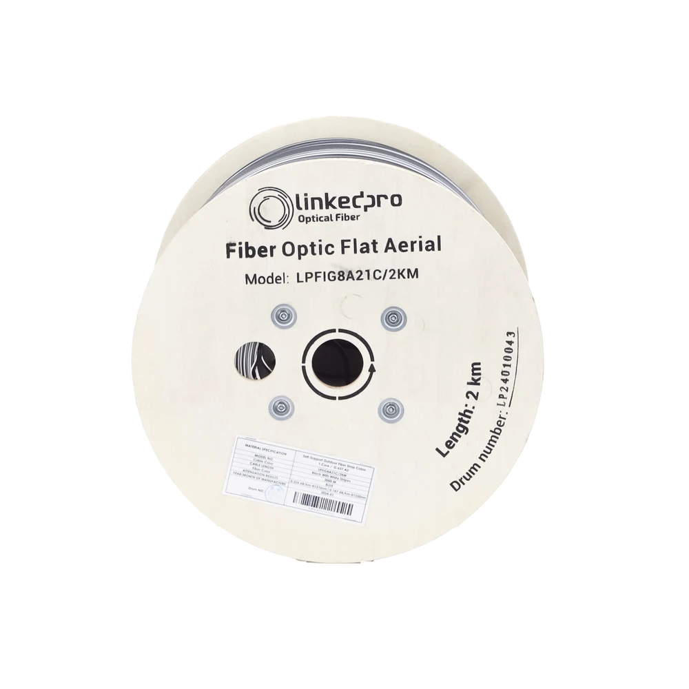 CARRETE DE 2 KM DE FIBRA ÓPTICA AÉREA MINI FIGURA 8 G.657A2 TIPO DROP, MONOMODO DE 2 HILOS (BIFIBRA), COLOR NEGRO-Fibra Óptica-LINKEDPRO BY EPCOM-Bsai Seguridad & Controles