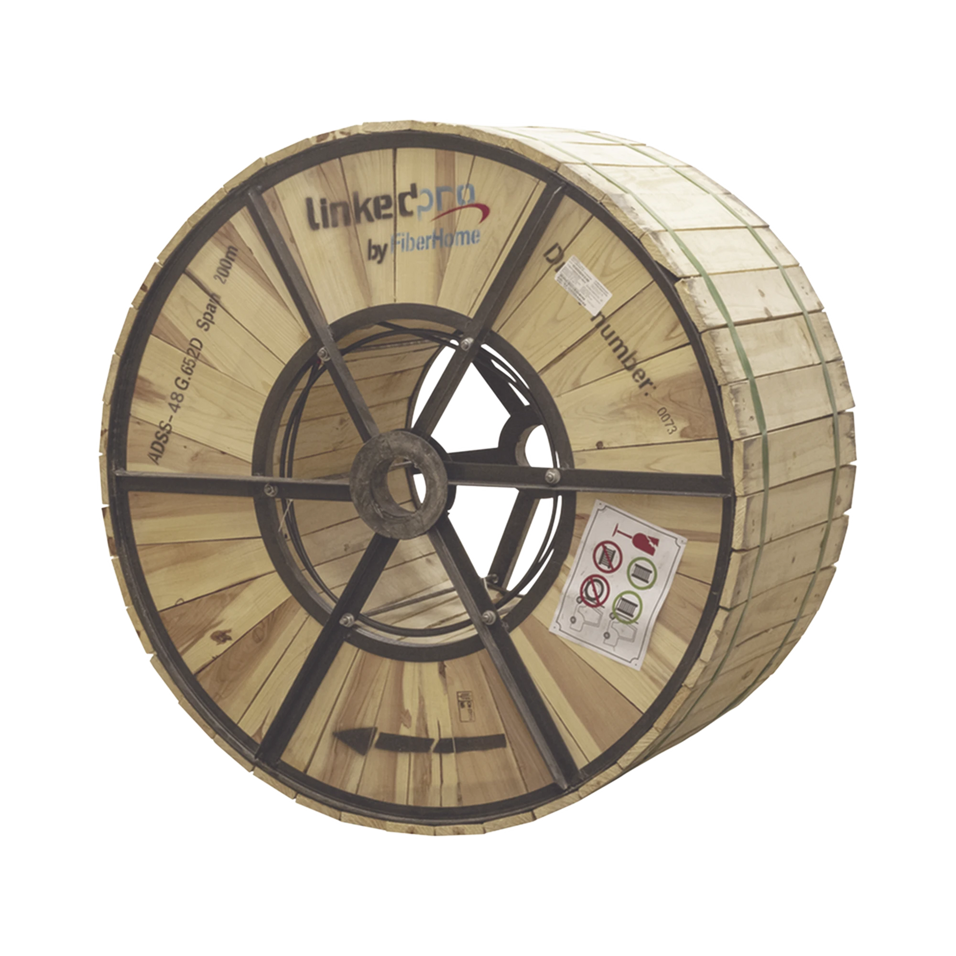 CARRETE DE 4 KM DE FIBRA ÓPTICA AÉREA (ADSS) G.652D, MONOMODO DE 48 HILOS, EXTERIOR, SPAN 200, LOOSE TUBE-Redes FTTH/PON-LINKEDPRO BY FIBERHOME-Bsai Seguridad & Controles