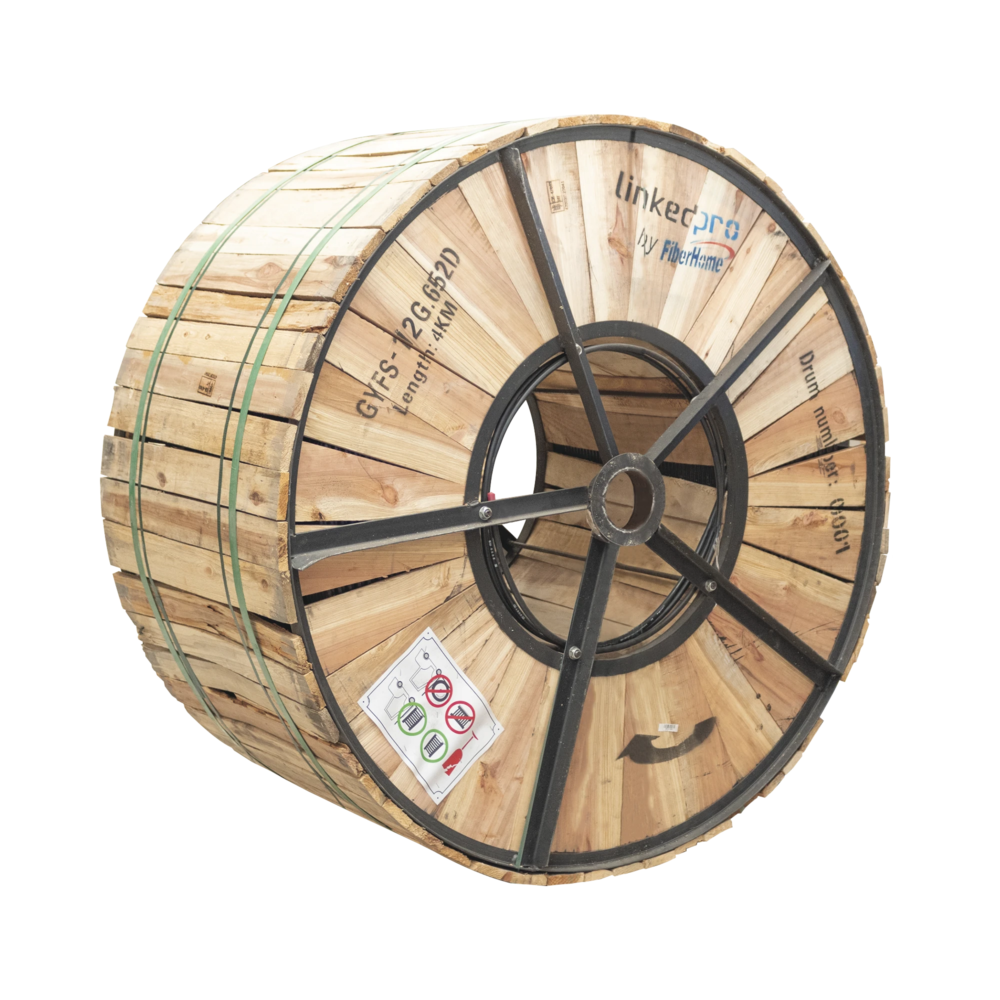 CARRETE DE 4 KM DE FIBRA ÓPTICA PARA EXTERIOR G.652D, ARMADA, MONOMODO DE 12 HILOS, LOOSE TUBE, COLOR NEGRO-Jumpers y Pigtails-LINKEDPRO BY FIBERHOME-Bsai Seguridad & Controles