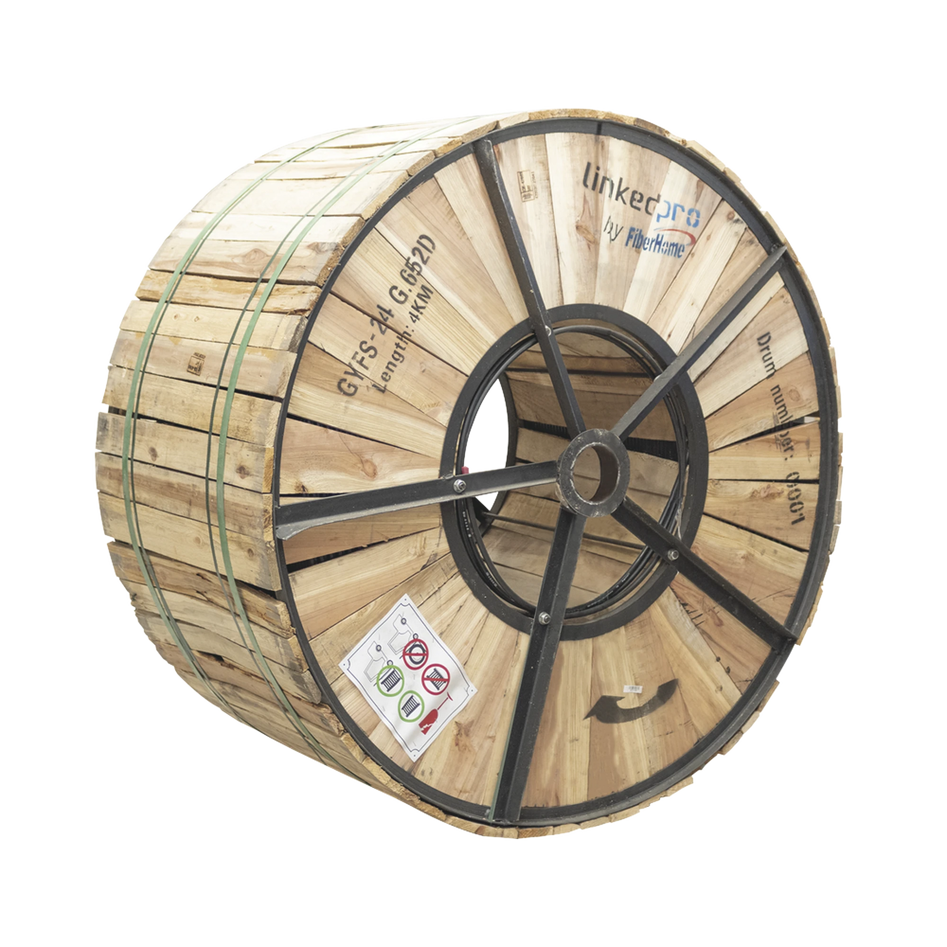 CARRETE DE 4 KM DE FIBRA ÓPTICA PARA EXTERIOR G.652D, ARMADA, MONOMODO DE 24 HILOS, LOOSE TUBE, COLOR NEGRO-Cables y Conectores-LINKEDPRO BY FIBERHOME-Bsai Seguridad & Controles