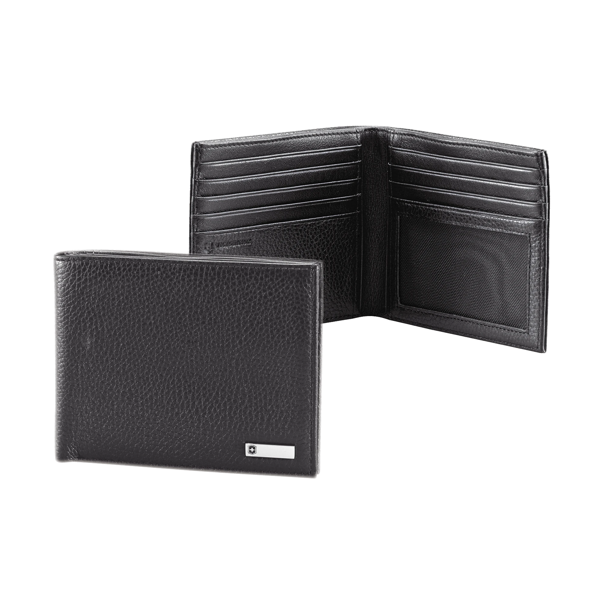 CARTERA BARCELONA NEGRA DE PIEL RUGOSA DE DOBLE PLIEGUE Y DIVISOR DE BILLETES. POCKET WALLET.-Material-VICTORINOX-Bsai Seguridad & Controles