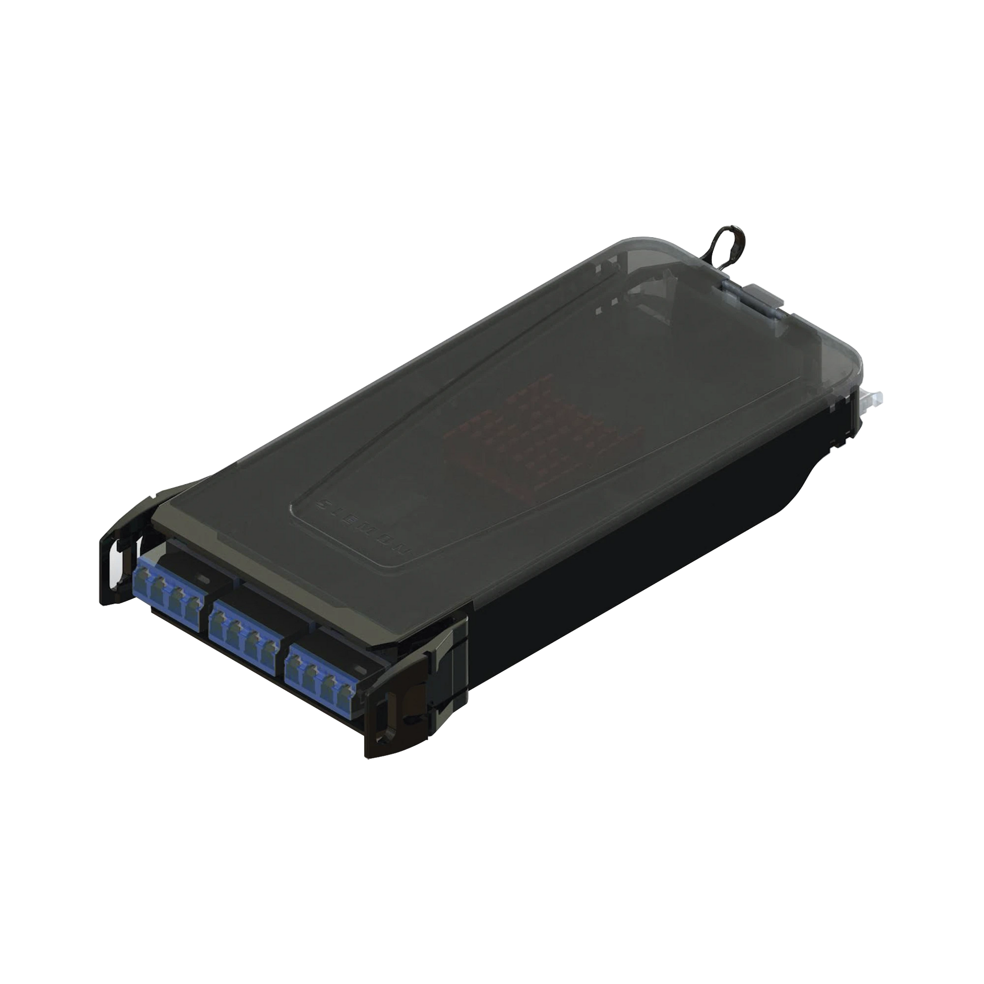 CASSETTE DE EMPALME LIGHTVERSE, ACEPTA 12 FIBRAS CON CONECTORES LC “SHUTTERED” PARA FIBRA MONOMODO, AZUL, INCLUYE TAPAS CUBRE POLVO ABATIBLES INTEGRADAS POR CADA CONECTOR.-Fibra Óptica-SIEMON-Bsai Seguridad & Controles