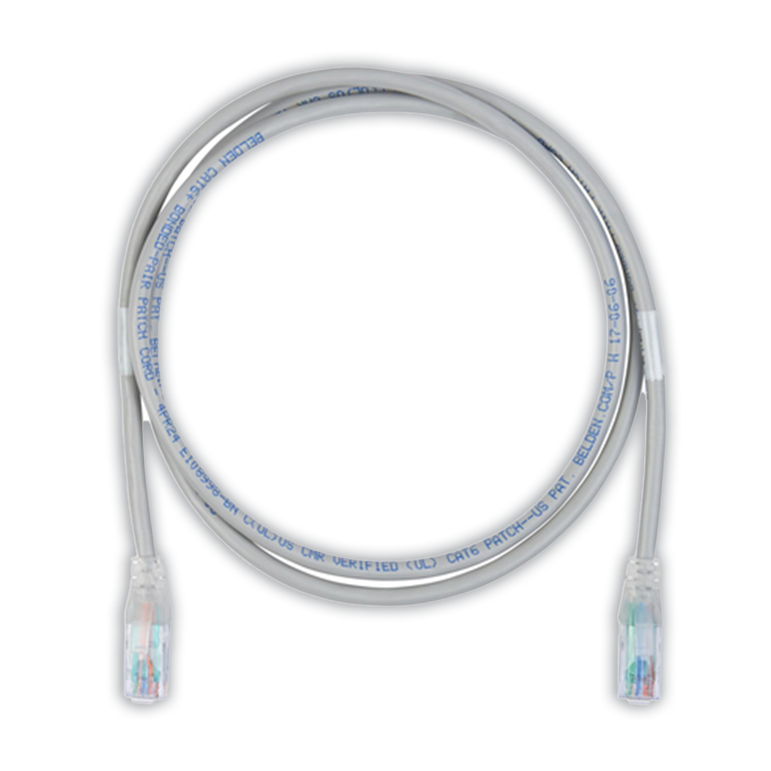 PATCH CORD DIAMETRO REDUCIDO UTP CAT6+ BELDEN C6D1108004 / INTERIOR / GRIS / 4 PARES / 28 AWG / FORRO PVC / CMR / 4 PIES 1.2 METROS-Patchcords UTP-BELDEN-Bsai Seguridad & Controles