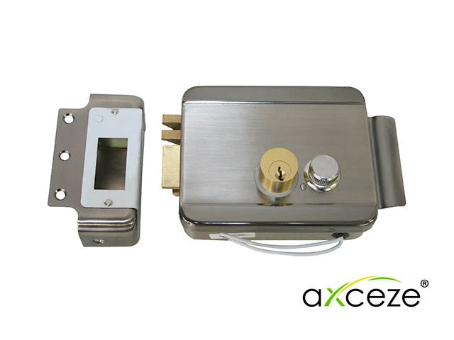 CERRADURA ELECTROMECÁNICA AXCEZE AX-LOCKL ORIENTACIÓN IZQUIERDA INSTALACIÓN SOBRE PONER APERTURA INTERNA POR BOTÓN FABRICADA EN ACERO-Cerraduras-AXCEZE-Bsai Seguridad & Controles