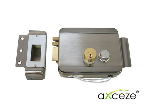 CERRADURA ELECTROMECÁNICA AXCEZE AX-LOCKL ORIENTACIÓN IZQUIERDA INSTALACIÓN SOBRE PONER APERTURA INTERNA POR BOTÓN FABRICADA EN ACERO-Cerraduras-AXCEZE-AX-LOCKL-Bsai Seguridad & Controles