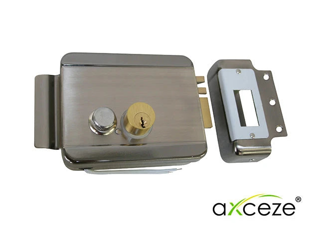 CERRADURA ELECTROMECÁNICA AXCEZE AX-LOCKR ORIENTACIÓN DERECHA INSTALACIÓN SOBRE PONER APERTURA INTERNA POR BOTÓN FABRICADA EN ACERO-Cerraduras-AXCEZE-Bsai Seguridad & Controles