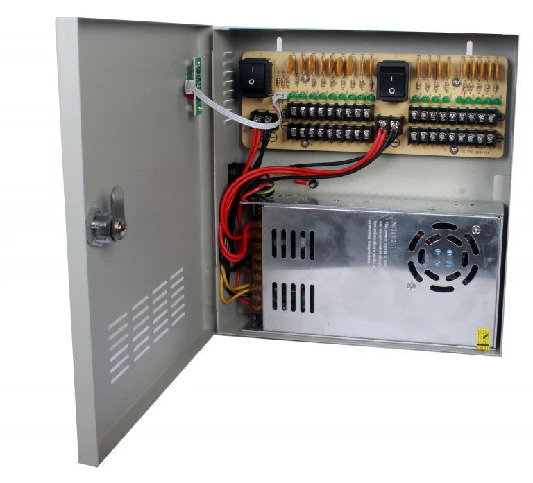 SAXXON PSU1230D18 - FUENTE DE PODER 12V CD / 30 AMPERES / DISTRIBUIDOR PARA 18 CAMARAS / 1.65 AMPERES POR CANAL / CE / FCC / CERTIFICACION UL-Fuentes con Distribuidor-SAXXON-Bsai Seguridad & Controles