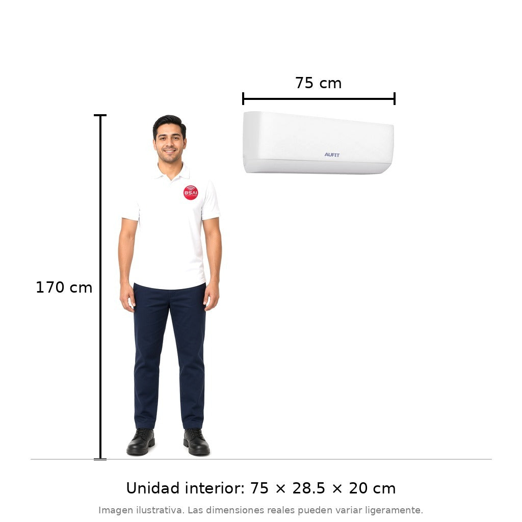 MINISPLIT INVERTER WI-FI / 12,000 BTU (1 TON) / SEER 20 / FRÍO Y CALOR / R32 / 110 VCA / 23 DB / INTEGRACIÓN ALEXA Y GOOGLE HOME [CHI-R32-12K-110] tamaño real
