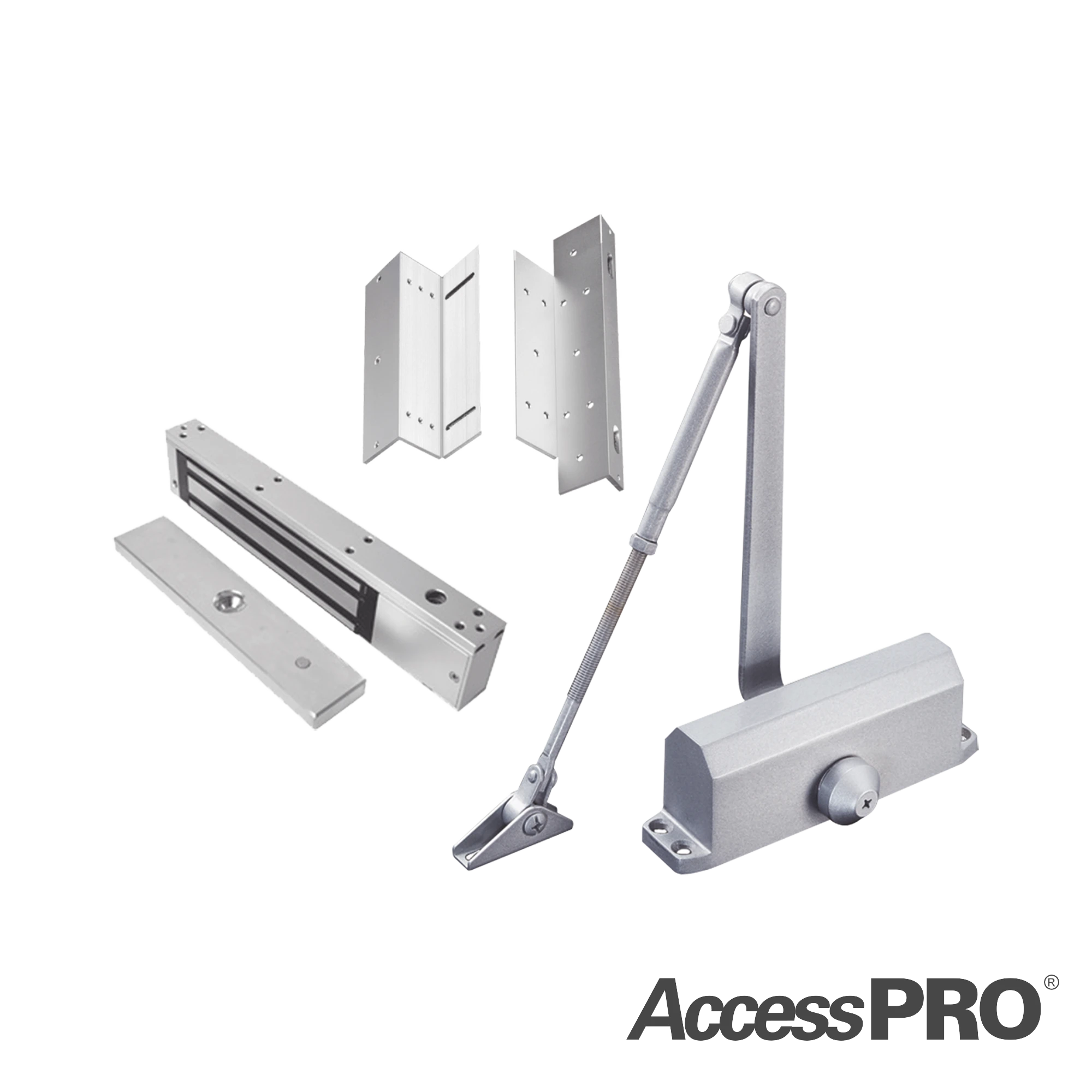 KIT INC CHAPA MAGNETICA DE 600LBS / MONTAJE TIPO Z Y L / CIERRA PUERTAS-Cerraduras-ACCESSPRO-Bsai Seguridad & Controles