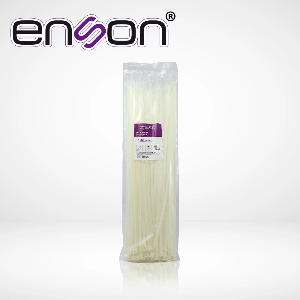 CINCHO DE NYLON ENSON ENS-CH360W COLOR NATURAL DE 4.8 X 360MM DE LONGITUD FUERZA DE TENSIÓN DE HASTA 22 KGS-Fijacion-ENSON-Bsai Seguridad & Controles