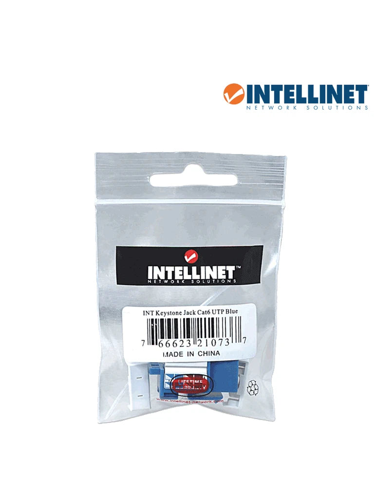 INTELLINET 210737 - JACK RJ45 CAT6 KEYSTONE / DE IMPACTO 110 / COLOR AZUL-Jacks y Plugs-INTELLINET-Bsai Seguridad & Controles
