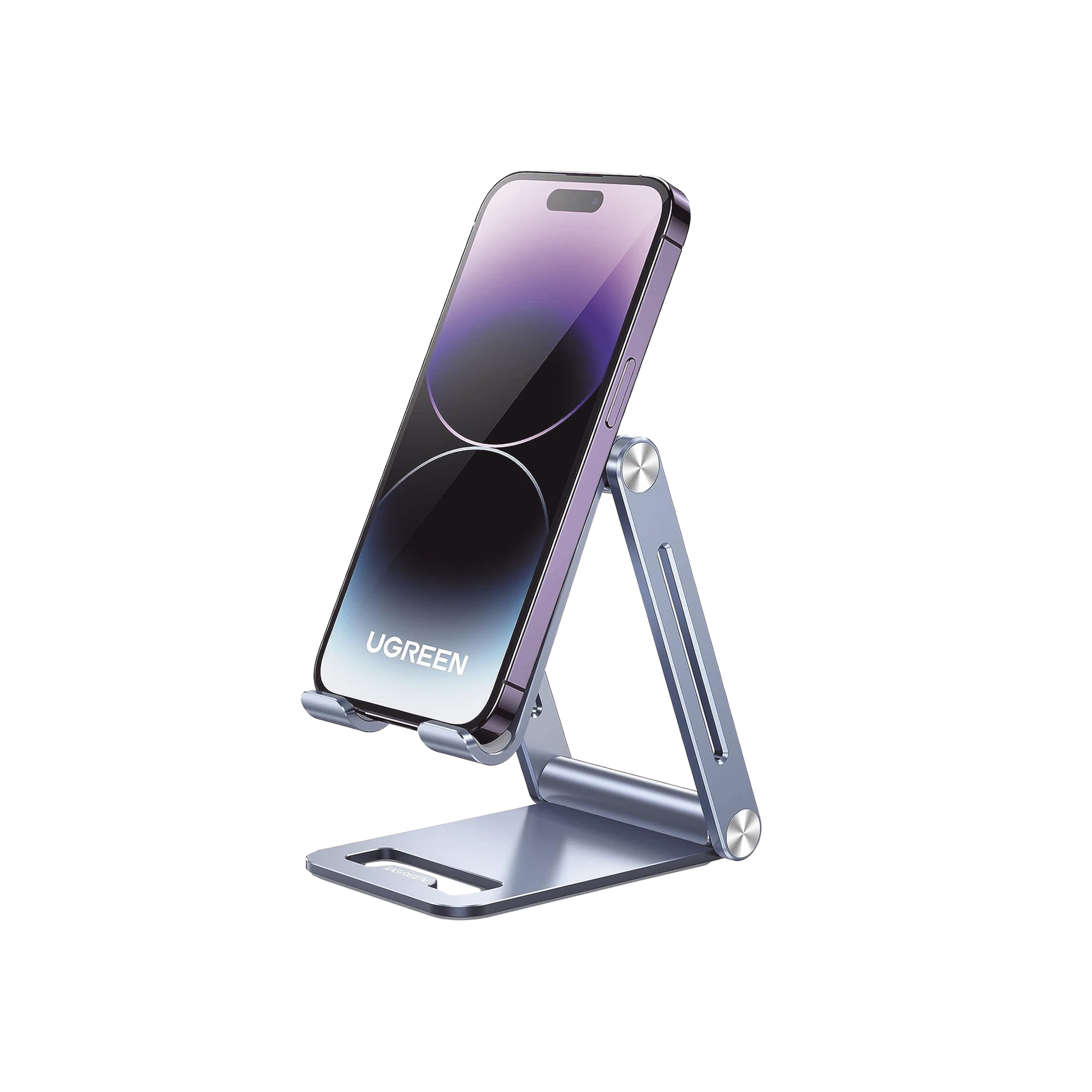 SOPORTE PARA TELÉFONO CELULAR DE ALUMINIO / ANGULO AJUSTABLE / AMPLIA COMPATIBILIDAD CON DISPOSITIVOS DE 4.7'' A 7.9'' / ANTIDESLIZANTE / ANTIARAÑAZOS / PLEGABLE / COLOR AZUL-Accesorios Generales-UGREEN-Bsai Seguridad & Controles