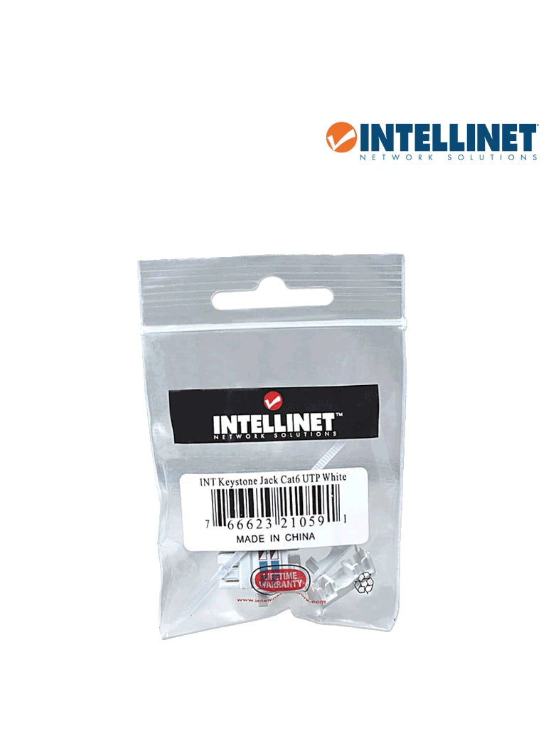 INTELLINET 210591 - JACK RJ45 CAT6 KEYSTONE / DE IMPACTO 110 / COLOR BLANCO-Jacks y Plugs-INTELLINET-Bsai Seguridad & Controles