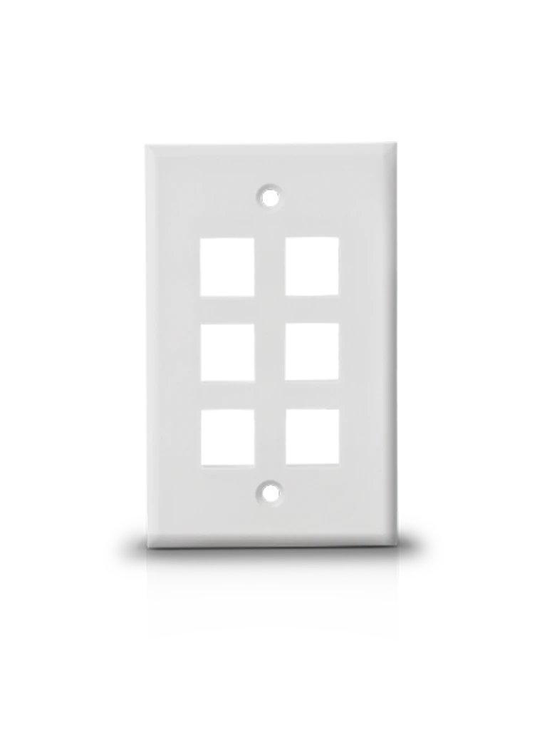 SAXXON A1756A - PLACA DE PARED / VERTICAL / 6 PUERTOS TIPO KEYSTONE / COLOR BLANCO-Faceplate Y Cajas Universales-SAXXON-Bsai Seguridad & Controles