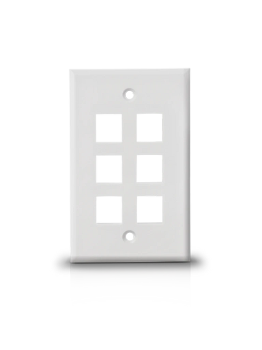 SAXXON A1756A - PLACA DE PARED / VERTICAL / 6 PUERTOS TIPO KEYSTONE / COLOR BLANCO-Faceplate Y Cajas Universales-SAXXON-TCE339082-Bsai Seguridad & Controles