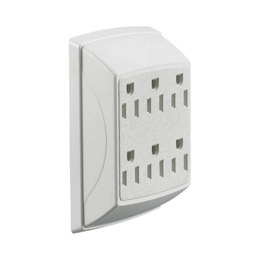 MULTICONTACTO DÚPLEX CON 6 SALIDAS/ 15 A 125 V CA/ 2 POLOS 3 HILOS / COLOR BLANCO.-Área Eléctrica-HUBBELL-HUB-RT-600-W-Bsai Seguridad & Controles