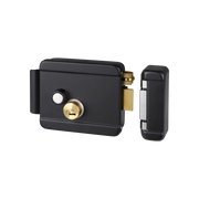 CERRADURA ELÉCTRICA CON BOTÓN DE SALIDA / INCLUYE LLAVE / EXTERIOR / DERECHA / COLOR NEGRO-Cerraduras-ACCESSPRO-Bsai Seguridad & Controles