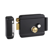 CERRADURA ELÉCTRICA CON BOTÓN DE SALIDA / INCLUYE LLAVE / EXTERIOR / IZQUIERDA / COLOR NEGRO-Cerraduras-ACCESSPRO-Bsai Seguridad & Controles