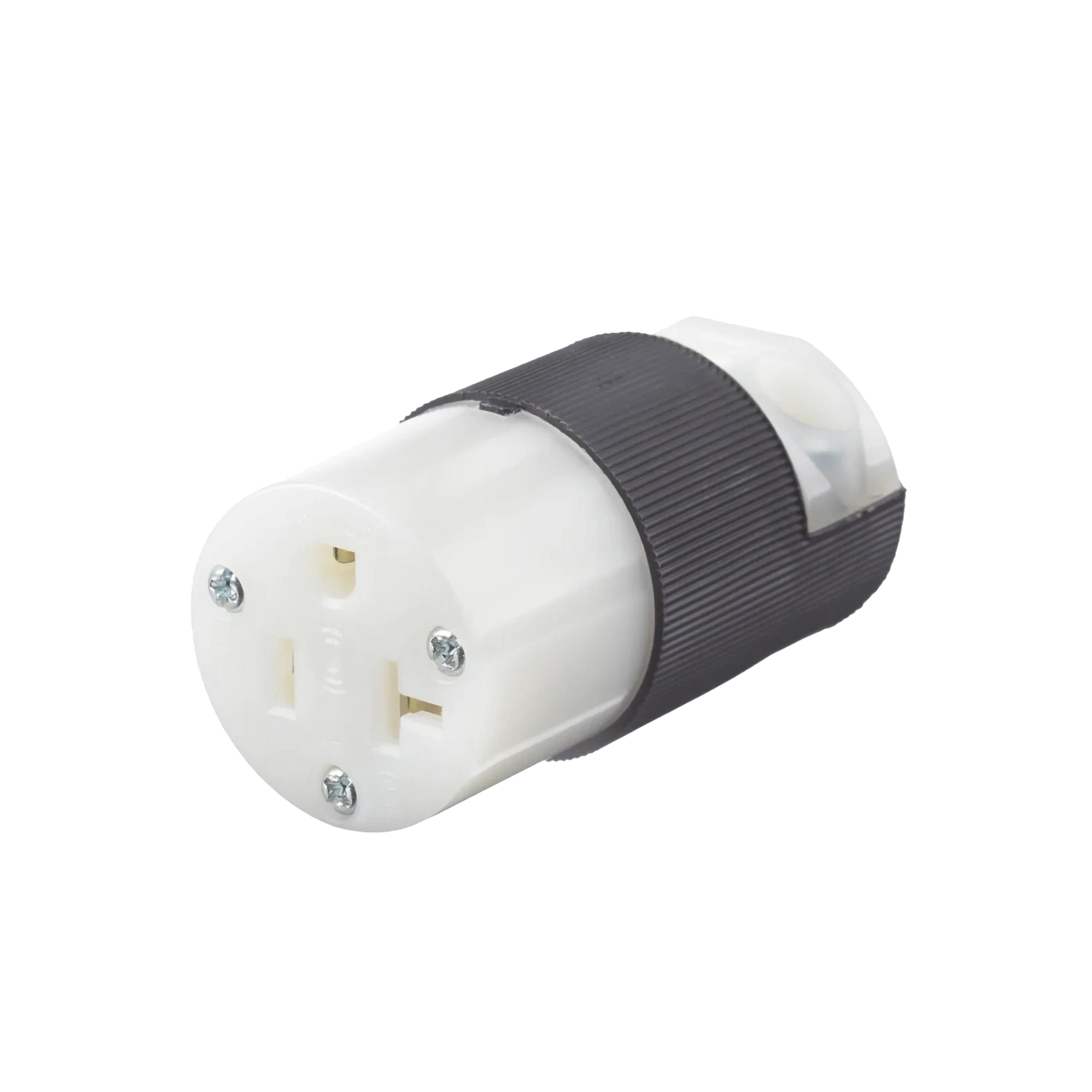 CONECTOR ENTRADA RECTA/ 20 A 125V/ 2 POLOS 3 HILOS/ NEMA 5-20 R/ GRADO INDUSTRIAL- COMERCIAL / COLOR NEGRO-BLANCO.-Área Eléctrica-HUBBELL-Bsai Seguridad & Controles