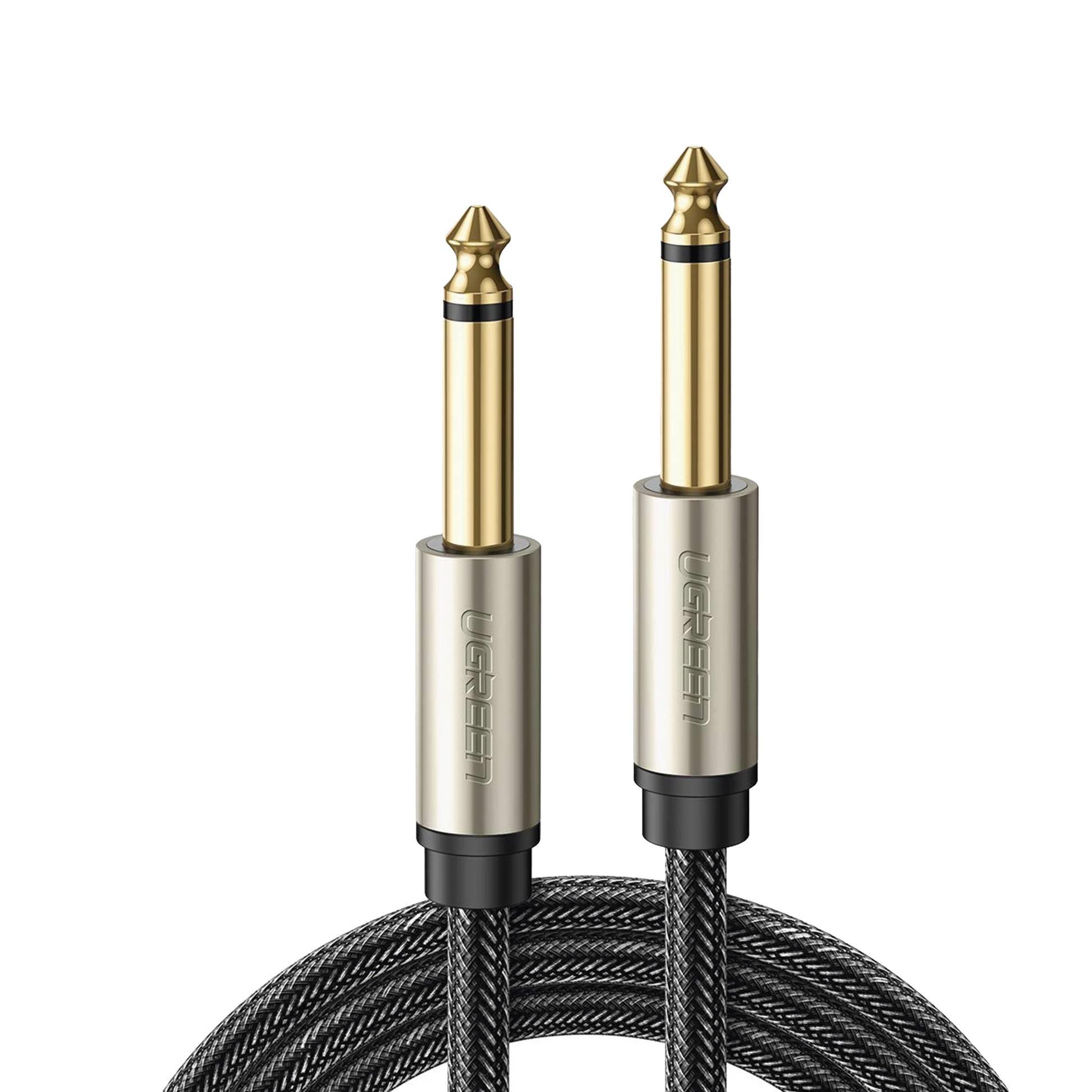 CABLE DE AUDIO MONO 6.35MM (1/4") MACHO A 6.35MM (1/4") MACHO / 10 METROS / NÚCLEO DE COBRE / BLINDAJE INTERNO / NYLON TRENZADO / COLOR NEGRO-Audio, Video y Voceo-UGREEN-Bsai Seguridad & Controles