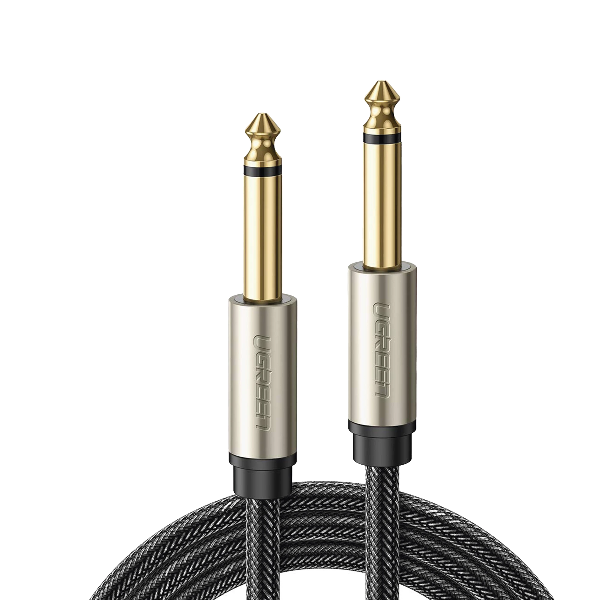 CABLE DE AUDIO MONO 6.35MM (1/4") MACHO A 6.35MM (1/4") MACHO / 10 METROS / NÚCLEO DE COBRE / BLINDAJE INTERNO / NYLON TRENZADO / COLOR NEGRO-Audio, Video y Voceo-UGREEN-Bsai Seguridad & Controles