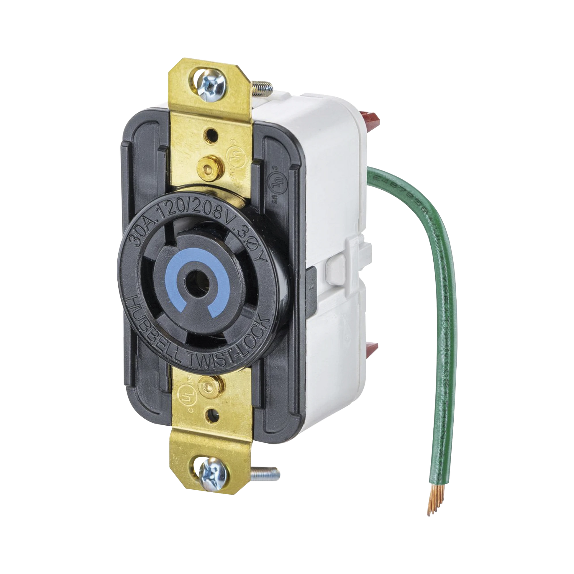 RECEPTÁCULO DE MEDIA VUELTA INDUSTRIAL 30 A 120/208 V CA/ NEMA L5-30R /COLOR NEGRO.-Cables y Conectores-HUBBELL-Bsai Seguridad & Controles