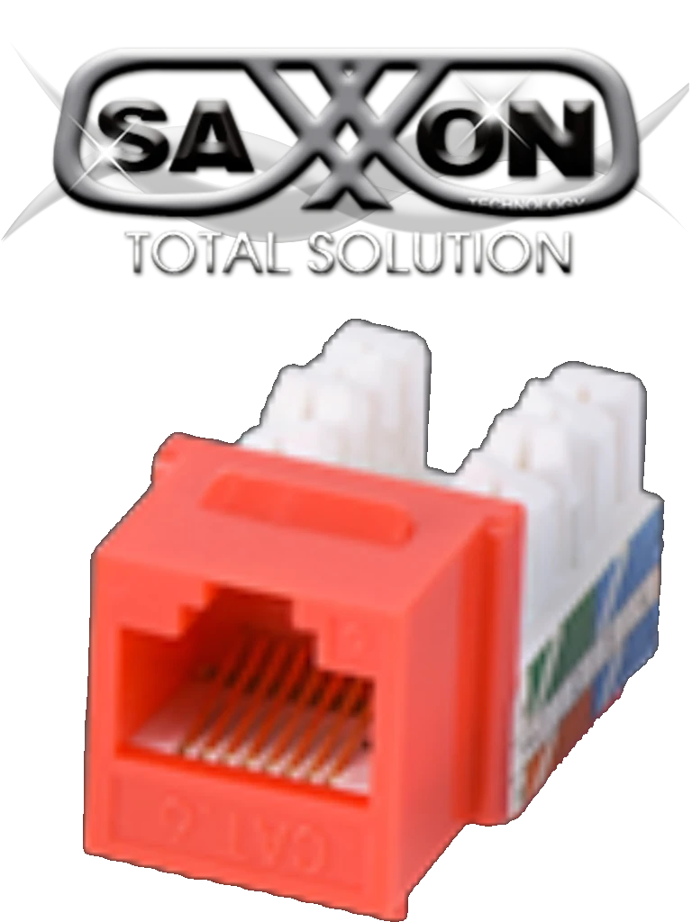 SAXXON M2656R - MODULO JACK KEYSTONE RJ45 / 8 HILOS / CAT 6 / COMPATIBLE CON CALIBRES AWG 22-26 / COLOR ROJO-Jacks y Plugs-SAXXON-Bsai Seguridad & Controles