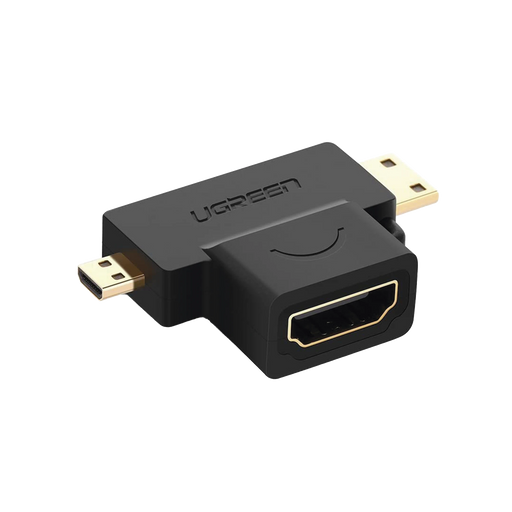 ADAPTADOR MICRO + MINI HDMI MACHO A HDMI HEMBRA / MINI HDMI TIPO C A HDMI TIPO A 4K@30HZ / MICRO HDMI TIPO D A HDMI TIPO A 1080P@60HZ / CONECTOR CHAPADO EN ORO / COMPACTO, PORTÁTIL Y FÁCIL DE USAR-Cables y Conectores-UGREEN-20144-Bsai Seguridad & Controles