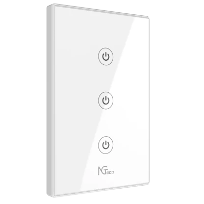 NGTECO NGS103 - APAGADOR INTELIGENTE WIFI 3 BOTONES TOUCH / CONTROL REMOTO VÍA APP / CONTROL POR VOZ / TEMPORIZADOR / PANEL TÁCTIL DE ALTA SENSIBILIDAD / WIFI 2.4 GHZ / SE REQUIERE CABLE NEUTRO / COMPATIBLE CON ALEXA Y ASISTENTE DE GOOGLE #ESM2024-Control de Iluminación-ZKTECO-Bsai Seguridad & Controles