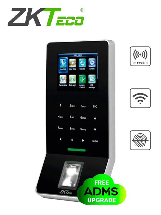 ZKTECO F22ID - CONTROL DE ACCESO Y ASISTENCIA / 3000 HUELLAS / 5000 TARJETAS ID / TECLADO TÁCTIL / SENSOR DE HUELLA SILK ID / CONEXIÓN TCPIP / WIFI / ADMS GRATIS / COMPATIBLE CON BIOTIME PRO-Huella-ZKTECO-ZAS061002-Bsai Seguridad & Controles