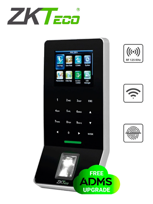 ZKTECO F22ID - CONTROL DE ACCESO Y ASISTENCIA / 3000 HUELLAS / 5000 TARJETAS ID / TECLADO TÁCTIL / SENSOR DE HUELLA SILK ID / CONEXIÓN TCPIP / WIFI / ADMS GRATIS / COMPATIBLE CON BIOTIME PRO-Huella-ZKTECO-ZAS061002-Bsai Seguridad & Controles