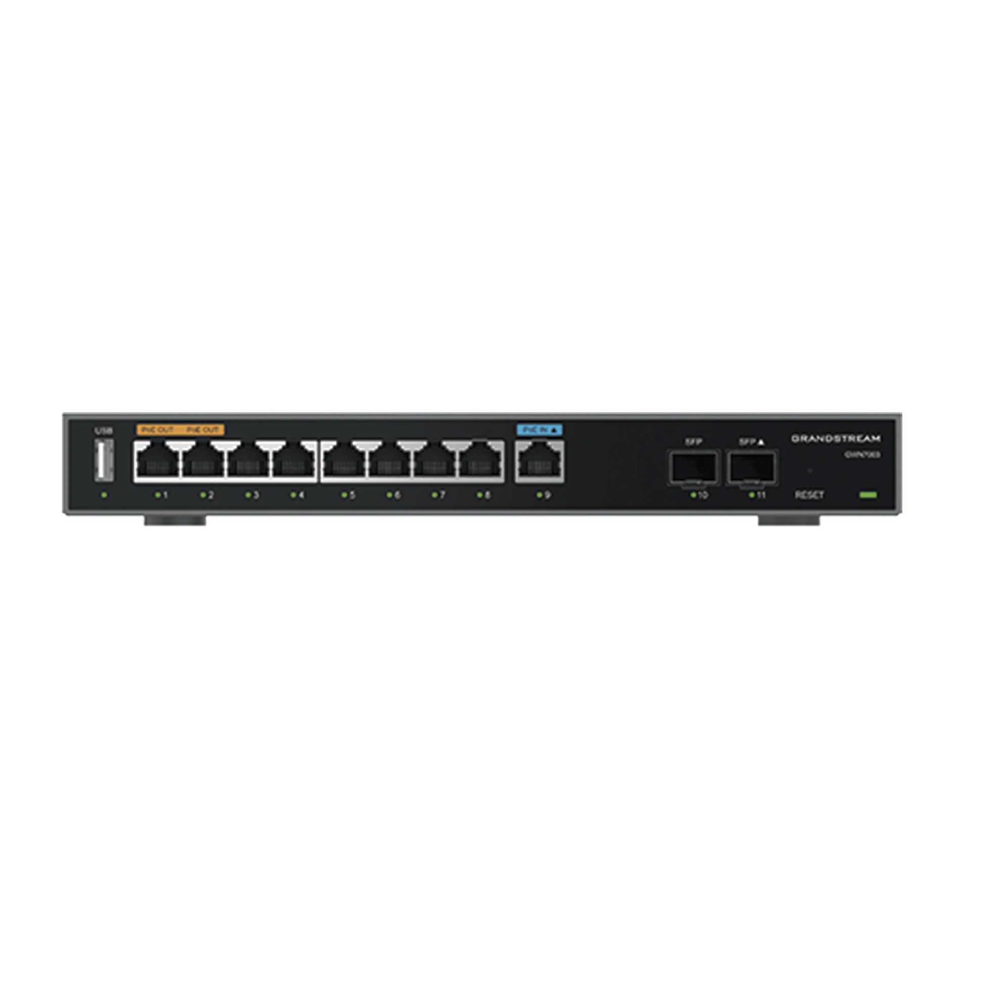 ROUTER GIGABIT VPN / BALANCEADOR DE CARGAS / 60,000 SESIONES NAT / 9 PUERTOS 10/100/1000 MBPS + 2 PUERTOS SFP (WAN/LAN) / 1 PUERTO ENTRADA POE(AF/AT) / 2 PUERTOS SALIDA POE (AF/AT) / COMPATIBLE CON GWN CLOUD.-Networking-GRANDSTREAM-Bsai Seguridad & Controles