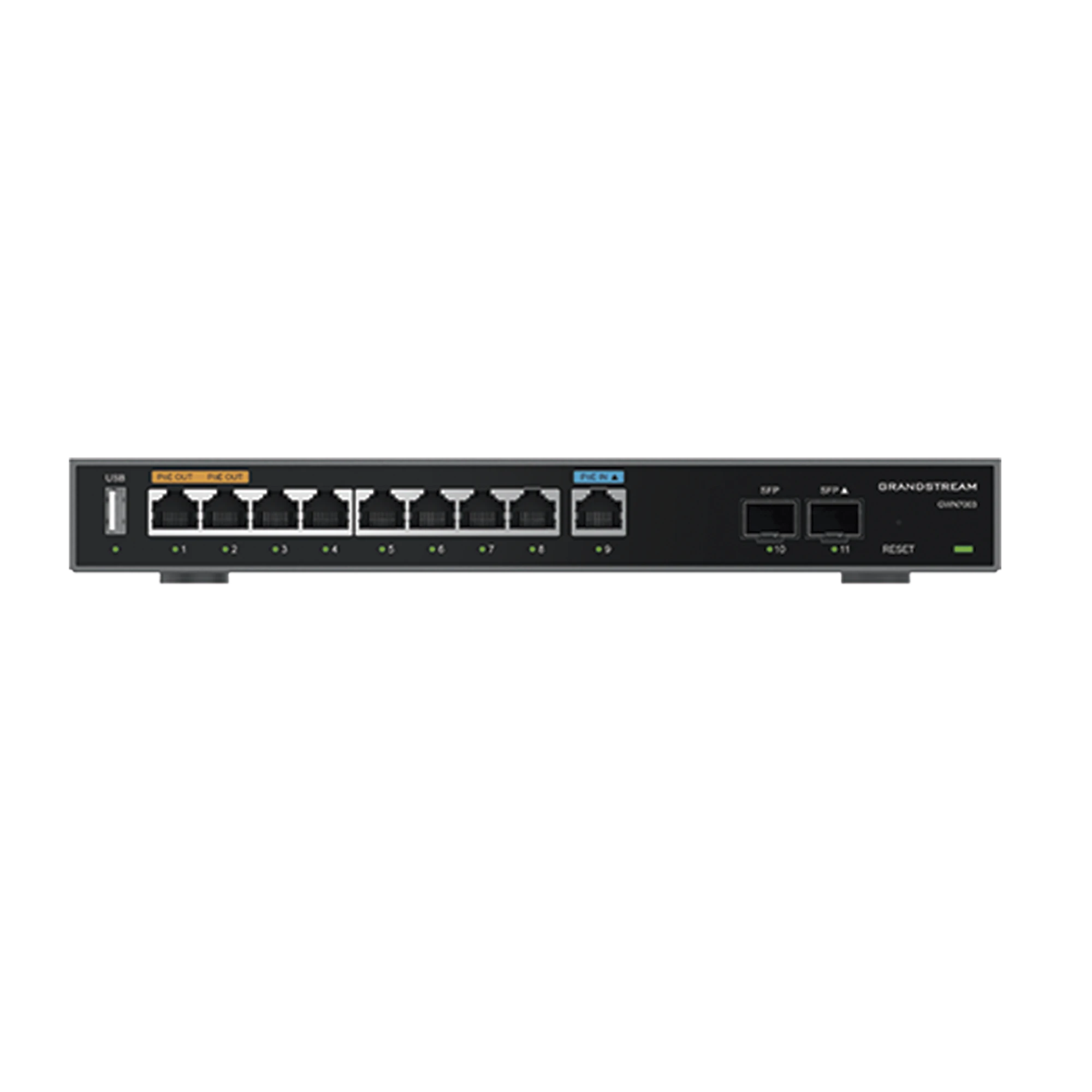 ROUTER GIGABIT VPN / BALANCEADOR DE CARGAS / 60,000 SESIONES NAT / 9 PUERTOS 10/100/1000 MBPS + 2 PUERTOS SFP (WAN/LAN) / 1 PUERTO ENTRADA POE(AF/AT) / 2 PUERTOS SALIDA POE (AF/AT) / COMPATIBLE CON GWN CLOUD.-Networking-GRANDSTREAM-Bsai Seguridad & Controles