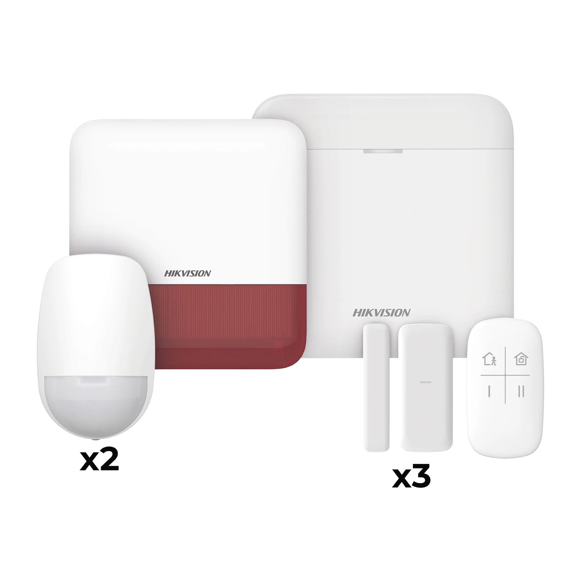 (AX PRO) KIT DE ALARMA AXP RO / INCLUYE: 1 HUB CON BATERIA DE RESPALDO / 2 SENSORES PIR / 3 CONTACTOS MAGNÉTICOS MINI / 1 CONTROL REMOTO / 1 SIRENA INALAMBRICA EXTERIOR COLOR ROJO / WIFI / COMPATIBLE CON HIK-CONNECT P2P-Paneles de Alarma-HIKVISION-Bsai Seguridad & Controles