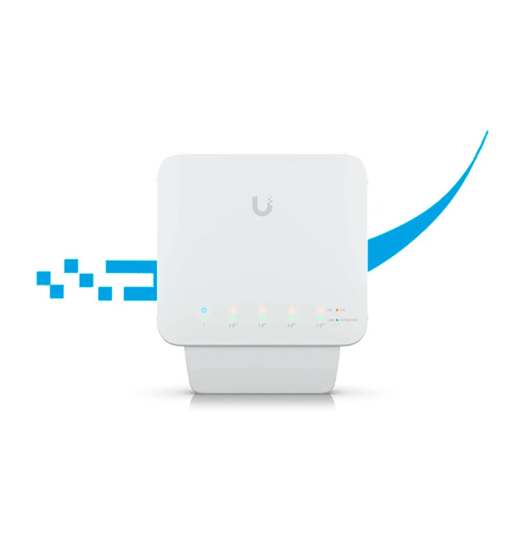 UBIQUITI USW-FLEX SWITCH UNIFI PARA EXTERIOR IP55 DE 5 PUERTOS 10/100/1000 (1 PUERTO POE DE ENTRADA 802.3AF/AT/BT Y 4 PUERTOS POE SALIDA 802.3AF / NO INCLUYE INYECTOR POE/ COMPATIBLE CON INYECTOR POE-50-60W & UTP7201GE-PSE60-Switches POE-UBIQUITI-Bsai Seguridad & Controles