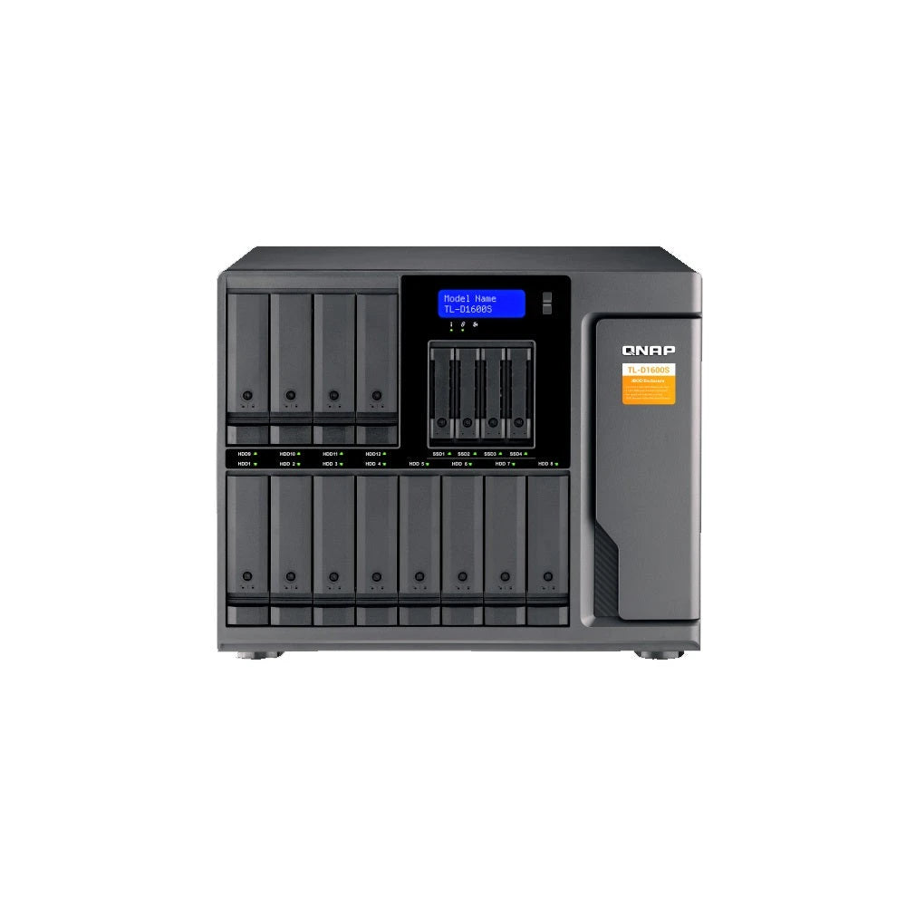 CAJA DE EXPANSION DE ALMACENAMIENTO QNAP TL-D1600S-US / 12 BAHIAS FRONTALES SATA 3.5 PULGADAS + 4 UNIDADES FRONTALES SATA 2.5 PULGADAS / MONTAJE EN ESCRITORIO / INTERCONEXION VIA SAS SFF-8088 / COMPATIBLE CON NAS QNAP (REVISAR LISTA DE COMPATIBILIDAD)...-Servidores NAS / STORAGE-QNAP-Bsai Seguridad & Controles