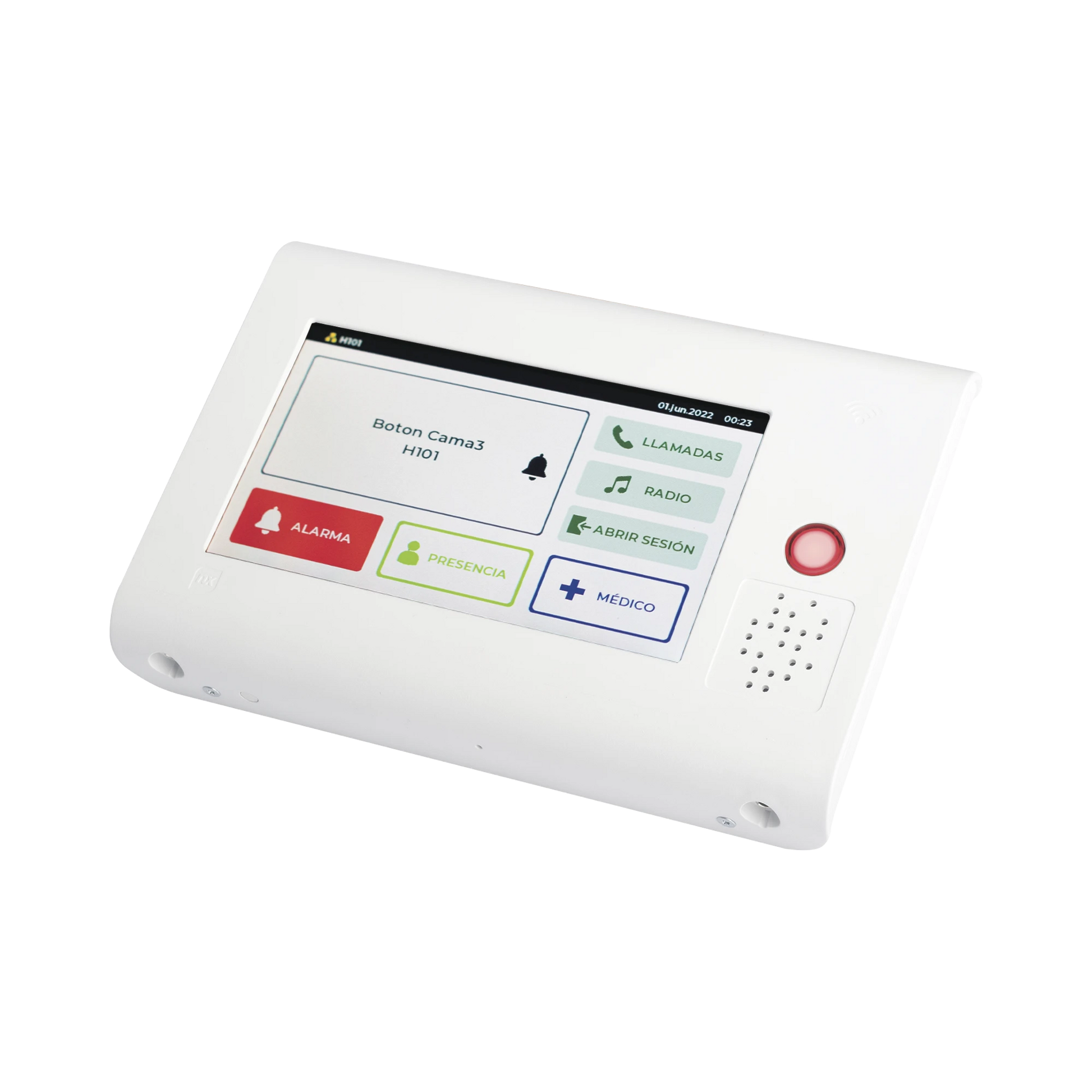 TERMINAL DE HABITACIÓN IP / LECTOR RFID 125 KHZ / AUDIO BIDIRECCIONAL / SIP / POE / PANTALLA TÁCTIL 7" / COMPATIBLE CON NX1071 Y NX1075-Sistemas de Emergencia-IBERNEX-Bsai Seguridad & Controles