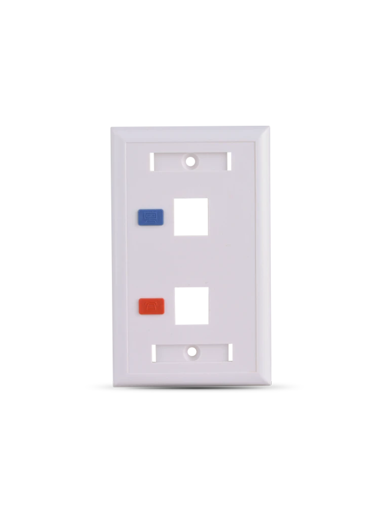 SAXXON A1752E - PLACA DE PARED / VERTICAL / 2 PUERTOS TIPO KEYSTONE / COLOR BLANCO / CON ETIQUETAS-Faceplate Y Cajas Universales-SAXXON-Bsai Seguridad & Controles